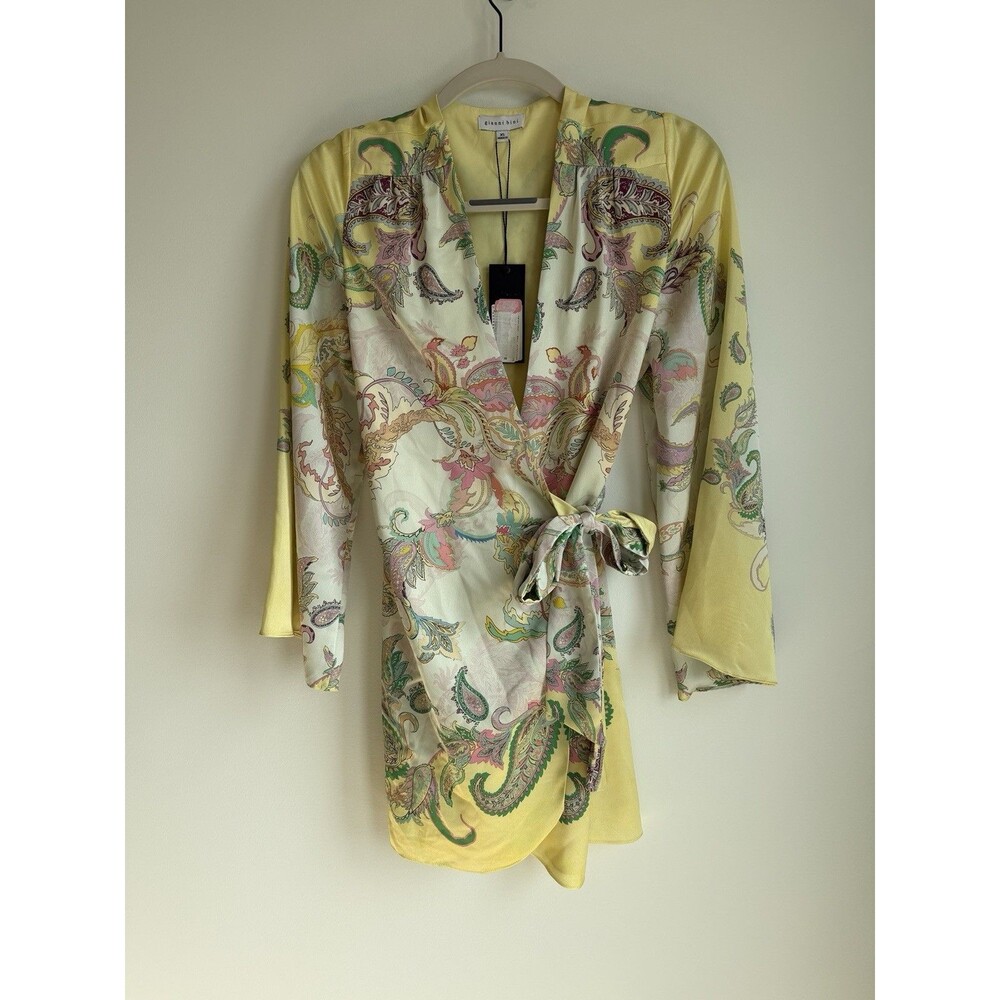 Gianni Bini Jenni Paisley Satin V-Neck Wrap Dress-XS-NWT
